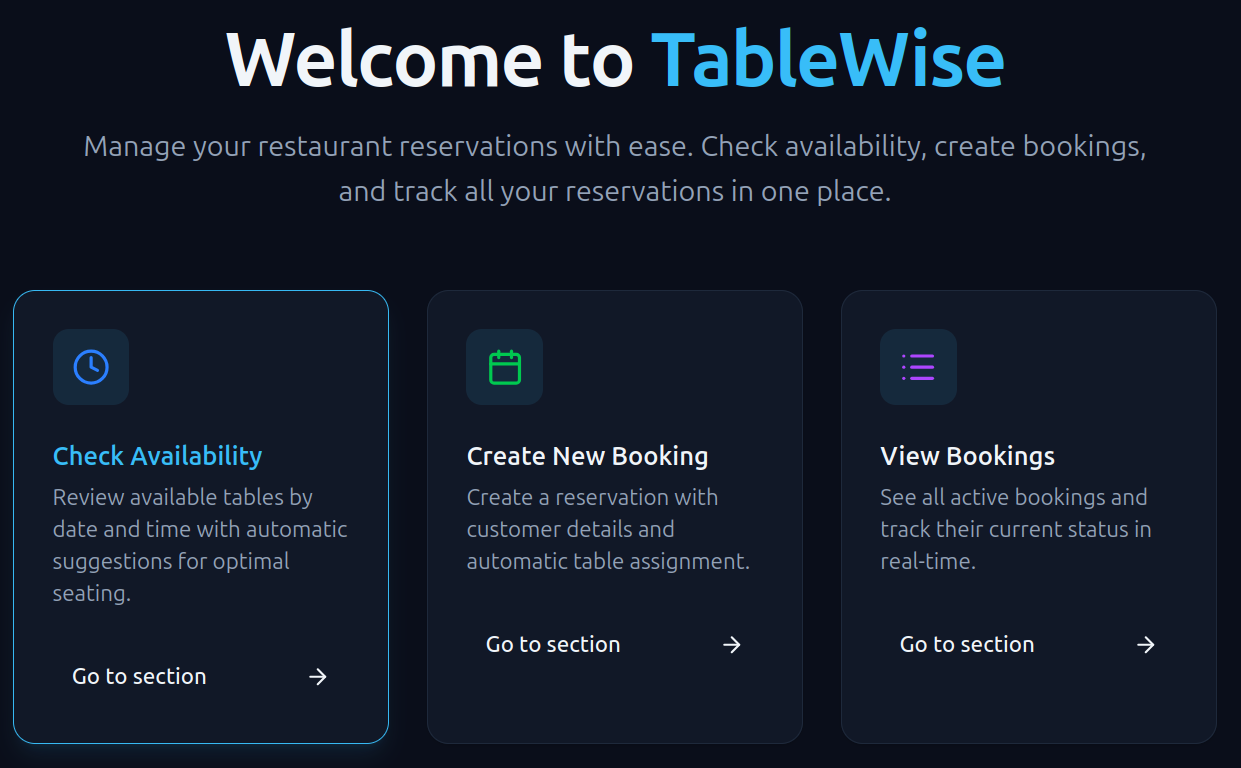 TableWise - MVP & Beta Demo